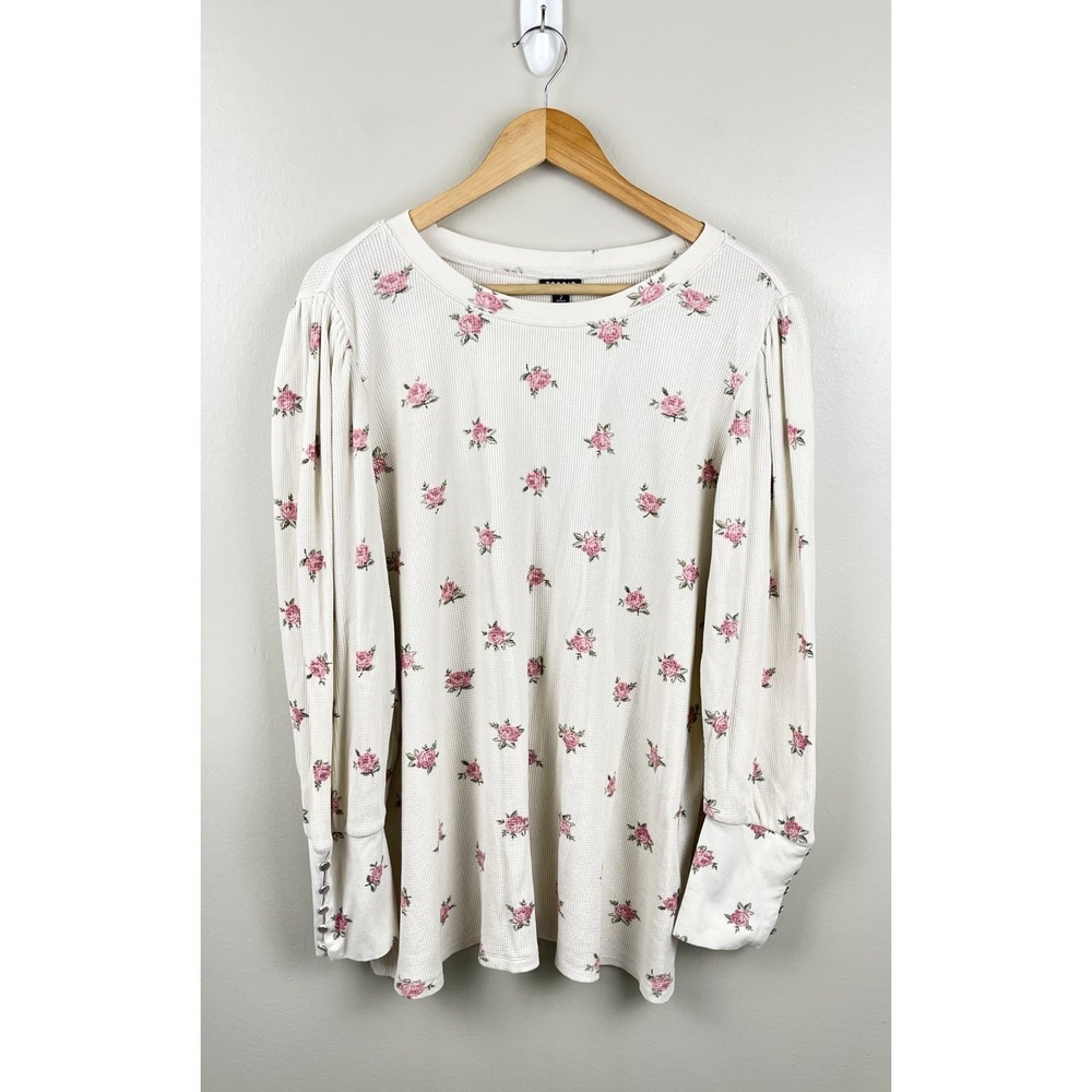 Torrid Puffed Sleeve Thermal Top Floral Long Sleeve Womens Cottage Core 2X